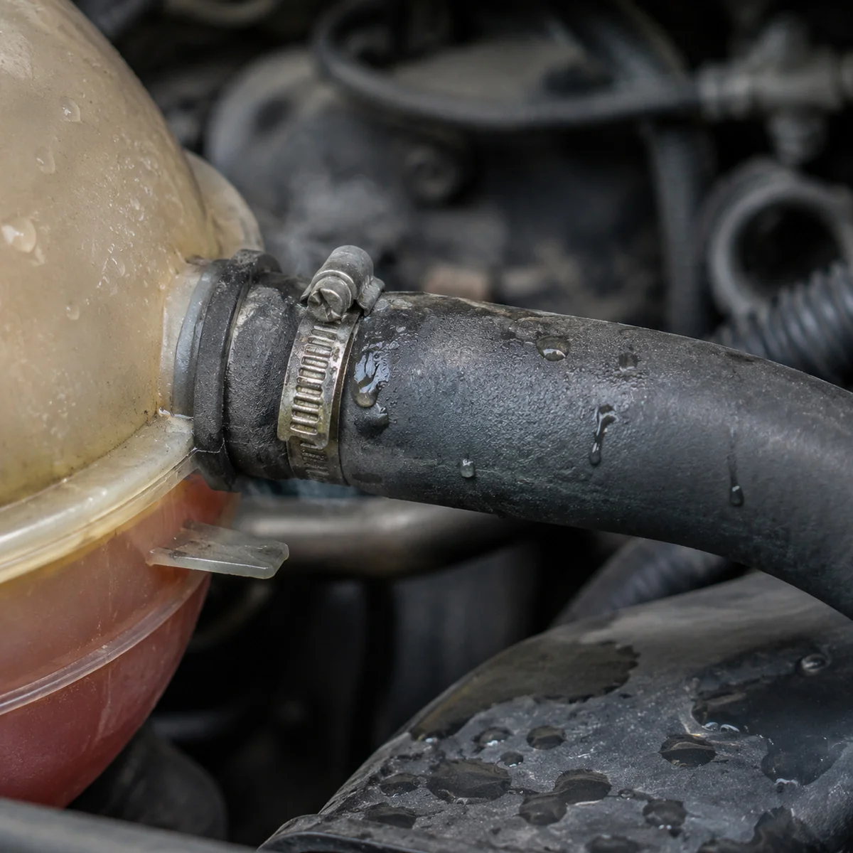 Mokry przewód układu chłodzenia przy zbiorniku płynu