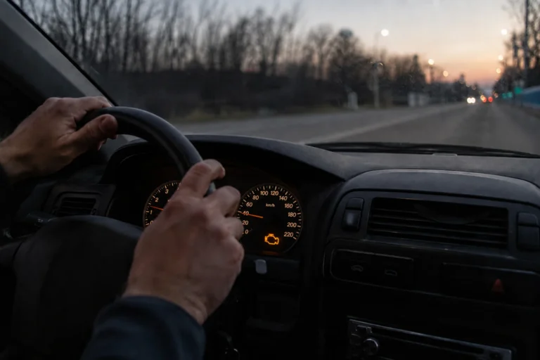 Kontrolka check engine zapalona podczas jazdy samochodem