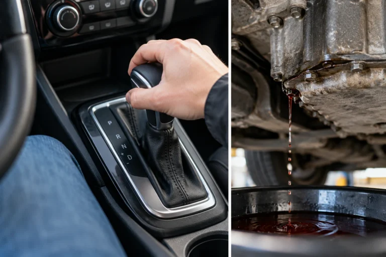 Wybierak automatycznej skrzyni biegów oraz wyciek czerwonego oleju ATF spod skrzyni